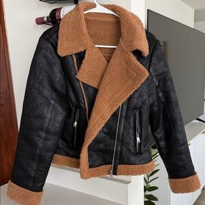 Stylish Black and Tan Teddy Jacket